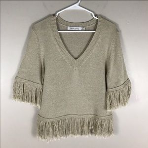 Bishop + young oatmeal fringe sweater